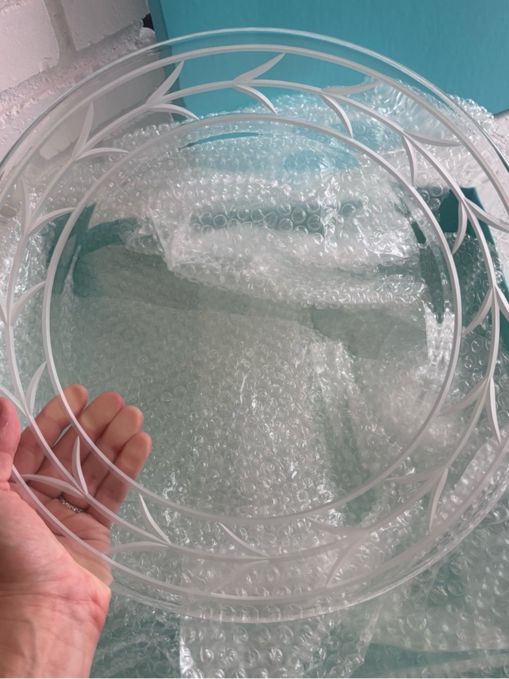Tiffany & Co. Etched Chrystal Glass Platter with Tiffany Blue Box - Picture 6 of 10